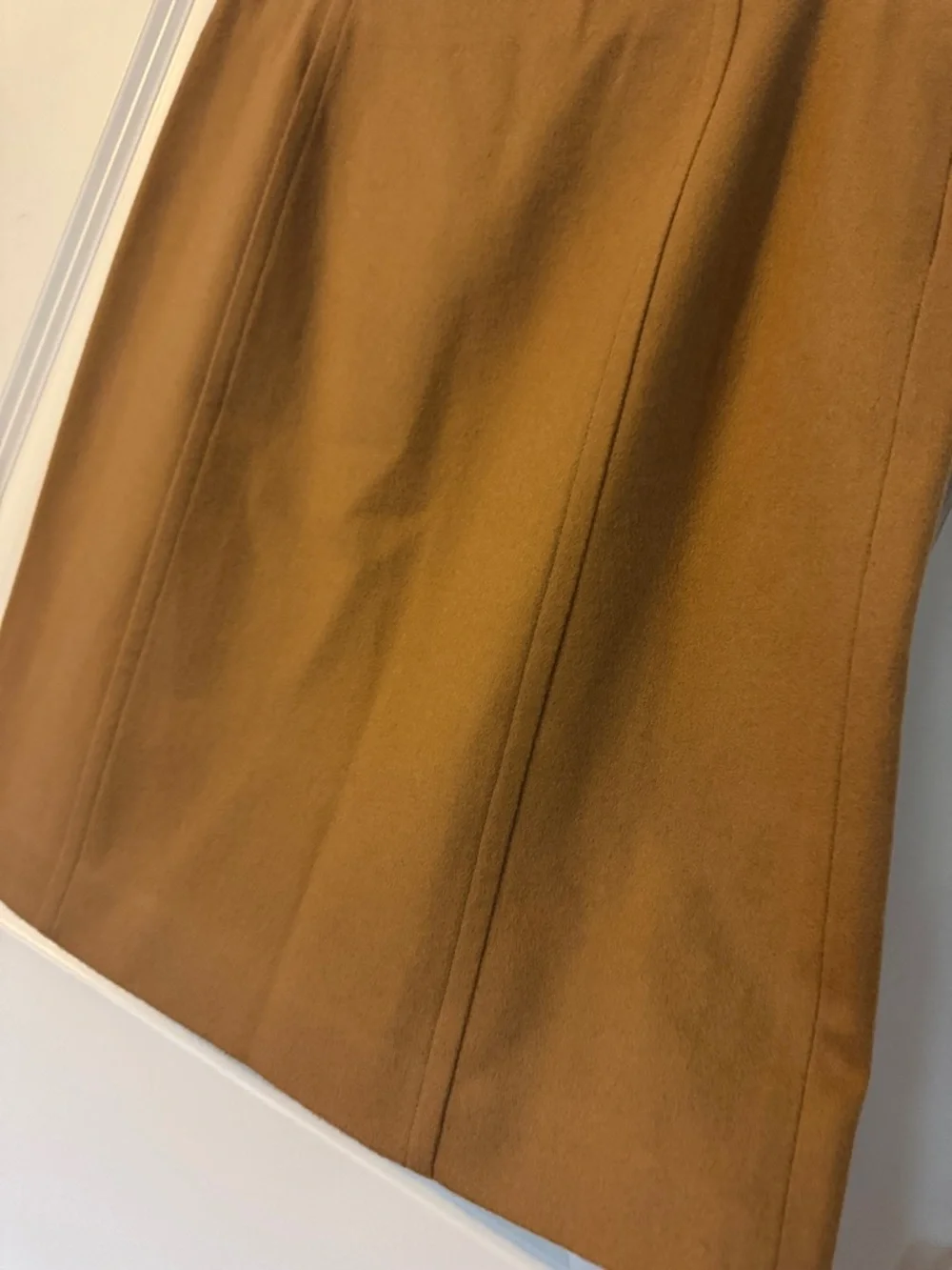 Calvin Klein Wool Cashmere pencil slim Skirt Camel Brown mini Size 8 NWT Vintage